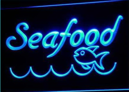 Seafood Restaurant Fish Display Neon Light Sign